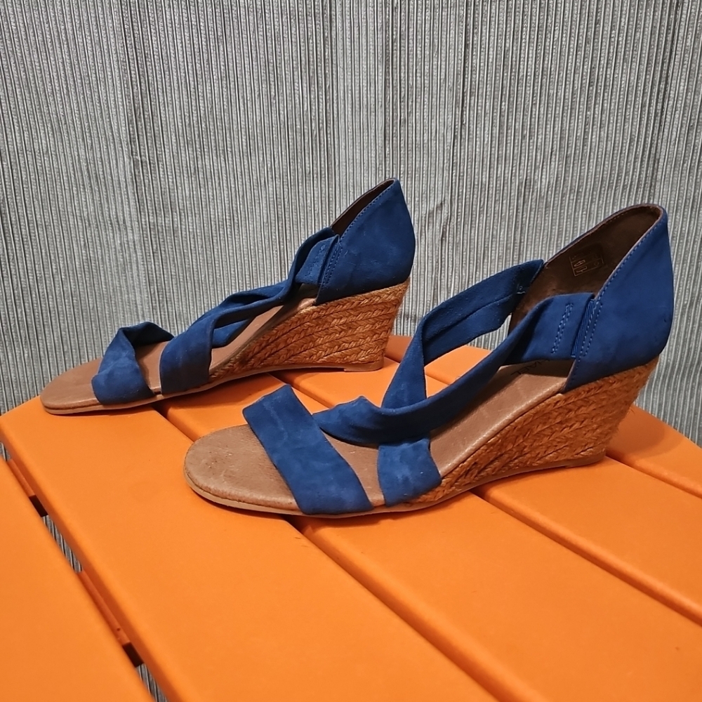 Eric Michael Women's Strappy Suede Espadrille Sandals In‎ Blue EU 41 US 11 NWOT
